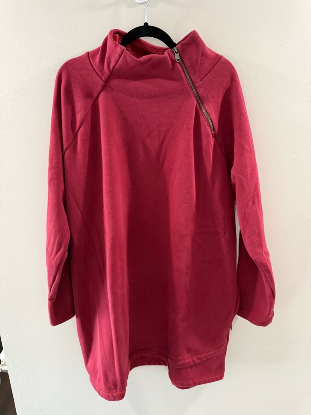 Athleta Red Quarter-Zip Fleece Pullover Dress